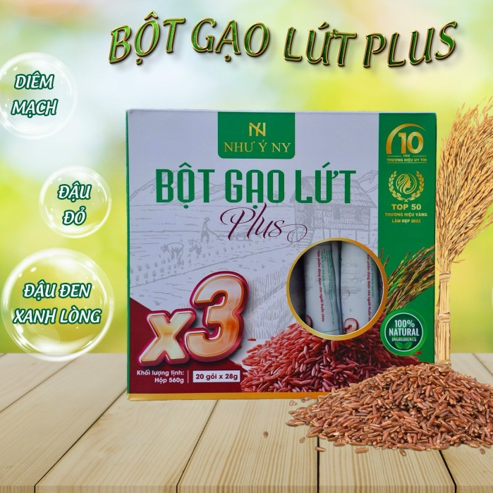 [Mua 2 hộp và 1 trà Lá nam] Bột gạo lứt Plus Như Ý hộp 20 gói hỗ trợ giảm cân, giảm mỡ.