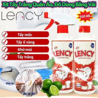 [Tặng Vòi ] Tẩy Trắng Quần Áo LENCY 500ml, Công Nghệ Đức Tẩy Mốc, Ố Vàng, Không Phai Màu - Dùng Cả Vải Trắng, Màu