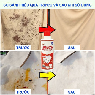[Tặng Vòi ] Tẩy Trắng Quần Áo LENCY 500ml, Công Nghệ Đức Tẩy Mốc, Ố Vàng, Không Phai Màu - Dùng Cả Vải Trắng, Màu