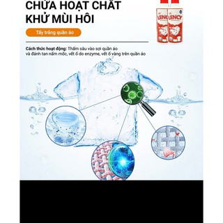 [Tặng Vòi ] Tẩy Trắng Quần Áo LENCY 500ml, Công Nghệ Đức Tẩy Mốc, Ố Vàng, Không Phai Màu - Dùng Cả Vải Trắng, Màu
