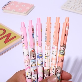 BUJO - Bút gel bấm vỏ hình CÔ BÉ CẬN thay ruột được mực đen ngòi cỡ 0.5 - mã ST034 🌸Bút mực dễ thương, trang trí sổ, DIY