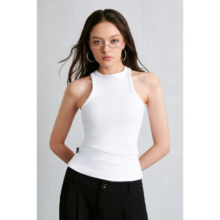 THEKIM Áo ba lỗ thun gân cổ tròn thêu logo chìm , Áo tanktop bo viền sát nách T250