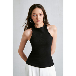 THEKIM Áo ba lỗ thun gân cổ tròn thêu logo chìm , Áo tanktop bo viền sát nách T250