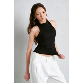 THEKIM Áo ba lỗ thun gân cổ tròn thêu logo chìm , Áo tanktop bo viền sát nách T250