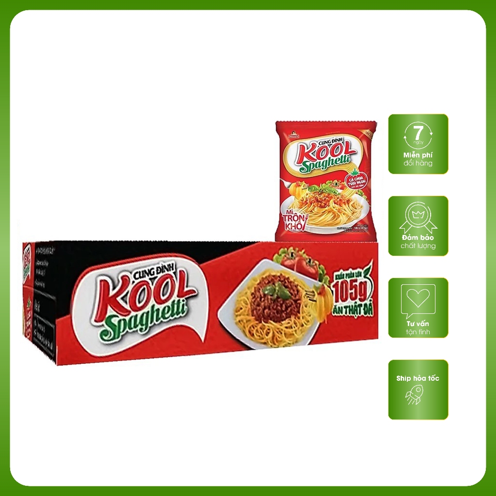 Mì trộn Cung Đình Kool Spaghetti (thùng x 30 gói 105g), mì khô trộn với ...