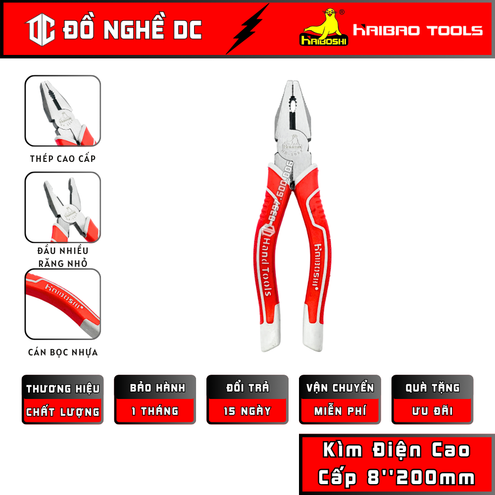 Kìm Điện, Kềm Răng, Kìm Cắt Cao Cấp 8''200mm HB-108K HAIBAO TOOLS Thép ...