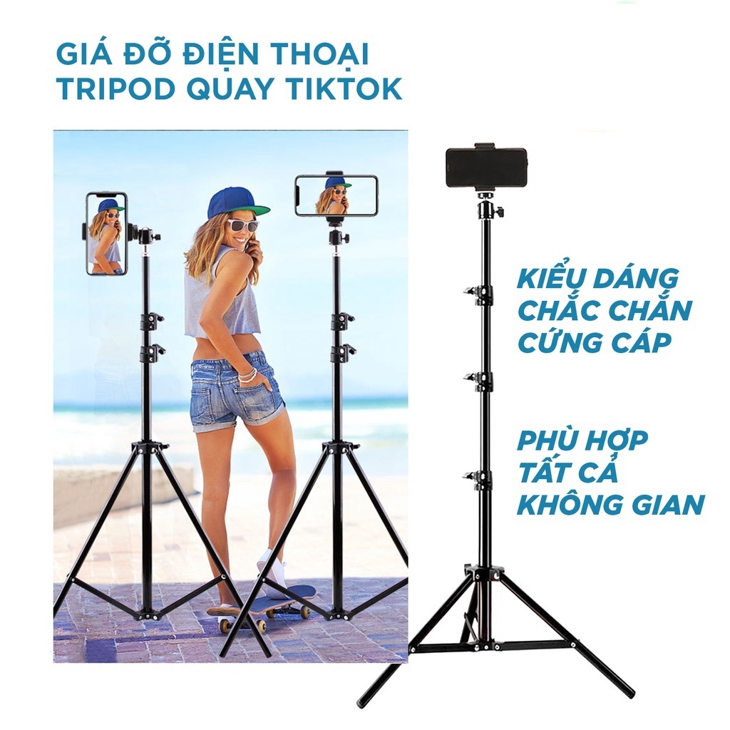 Chân Quay Video, Livestream, Chụp Ảnh, Xoay 360, Dài 2m1 ,Kèm Điều ...