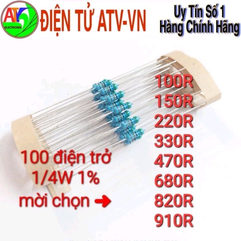 100điện trở 1/4W 1% 100R 150R 220R 270R 330R 390R 470R 560R 680R 750R ...