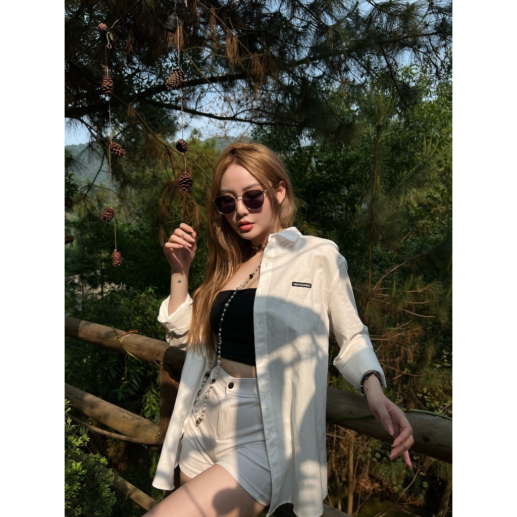 [Xả Hàng] Áo Sơ Mi Trơn Local Brand NEVASOME Basic Xanh Than Trắng Dài Tay Oxford Form Oversize Rộng Nam Nữ