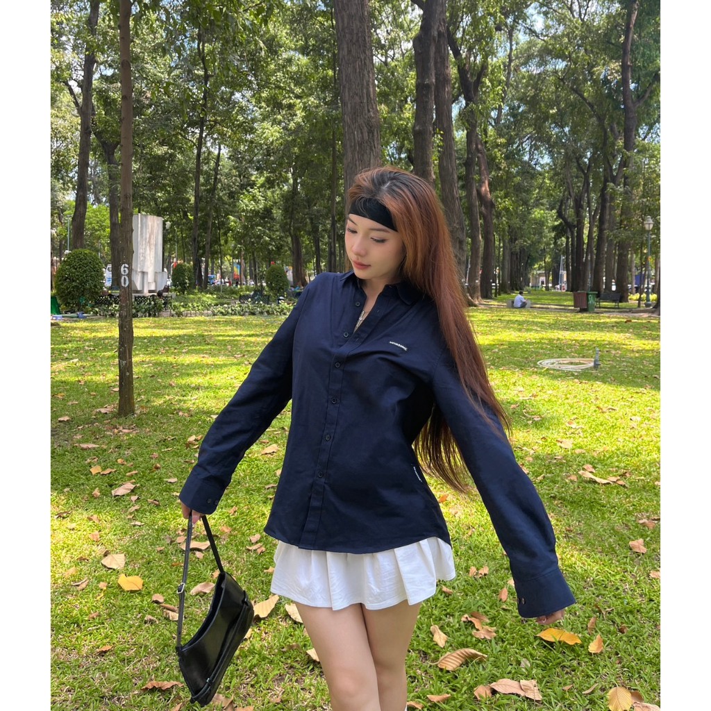 [Xả Hàng] Áo Sơ Mi Trơn Local Brand NEVASOME Basic Xanh Than Trắng Dài Tay Oxford Form Oversize Rộng Nam Nữ