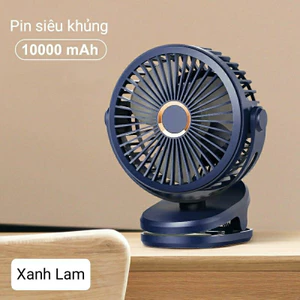 Quạt mini, quạt sạc, kẹp xoay 720 độ, pin 10.000mAh sử dụng 16 giờ liên tiếp.
