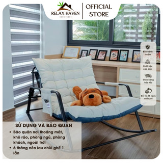 Ghế Thư Giãn Bập Bênh Đôi Có Gác Chân Relax Haven - Khung Thép Chắc Chắn Decor Phòng Khách Phòng Ngủ_HCM