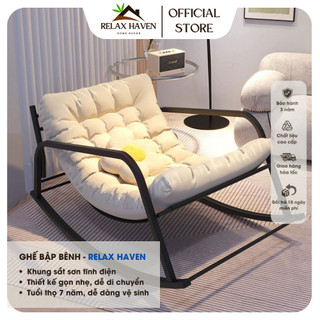 Ghế Thư Giãn Bập Bênh Đôi Có Gác Chân Relax Haven - Khung Thép Chắc Chắn Decor Phòng Khách Phòng Ngủ_HCM