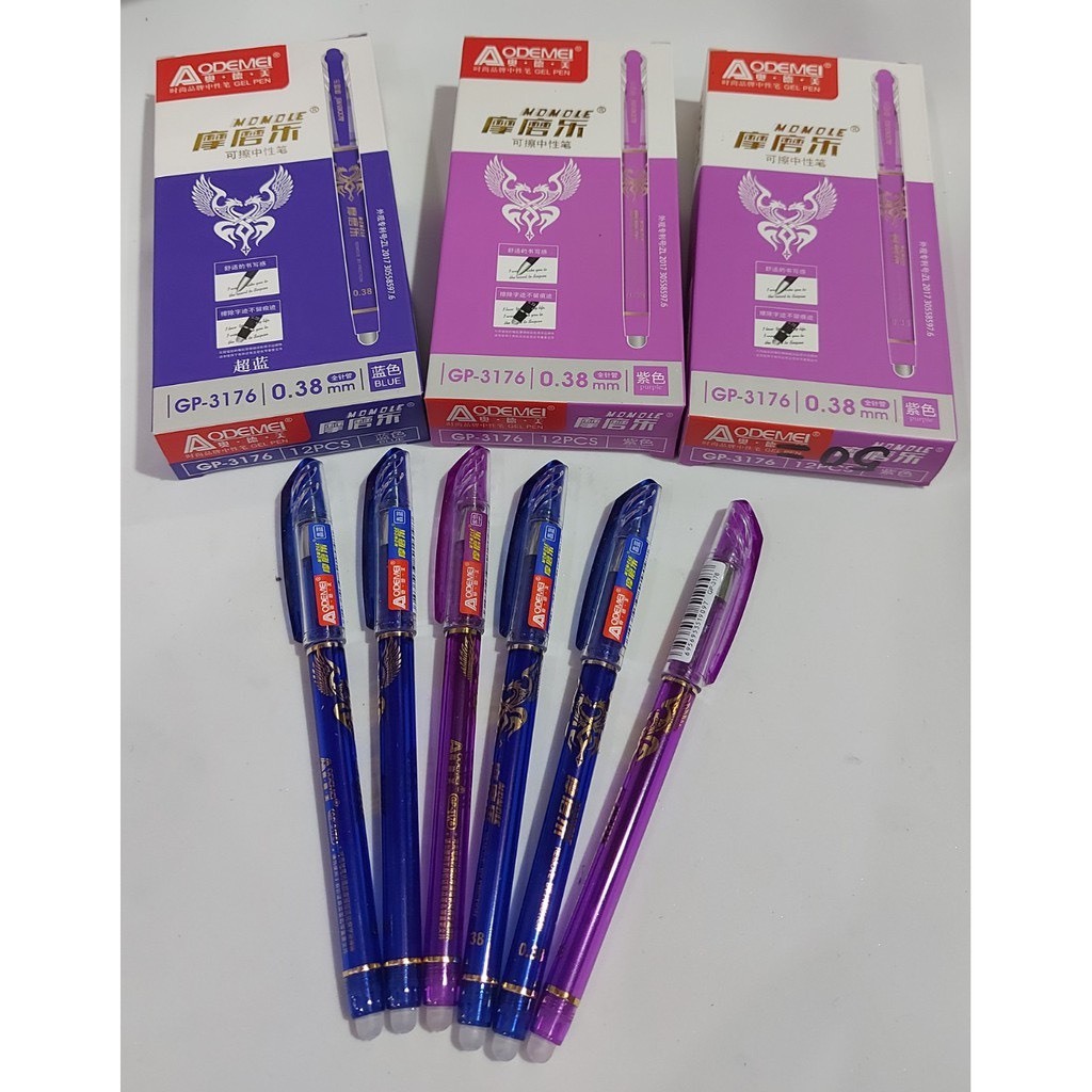 Hộp 12 cây bút viết gel xóa được Aodemei GP- 3176 0.38mm