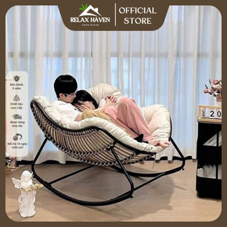 Ghế lười thư giãn bập bênh Papasan Relax Haven Khung thép không gỉ dáng vuông có thể nằm 2 người