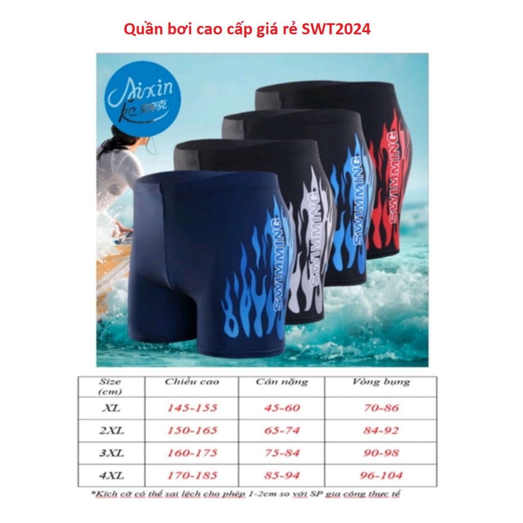 Quần bơi đùi nam, quần bơi lửng nam cao cấp, bền đẹp, chống thấm nước và co giãn tốt