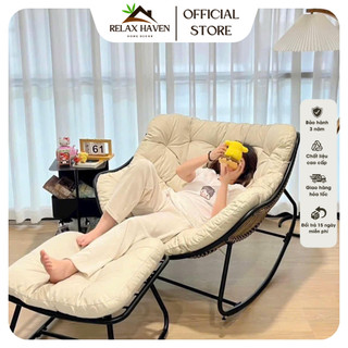 Ghế lười thư giãn bập bênh Papasan Relax Haven Khung thép không gỉ dáng vuông có thể nằm 2 người