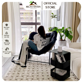 Ghế lười thư giãn bập bênh Papasan Relax Haven Khung thép không gỉ dáng vuông có thể nằm 2 người