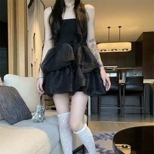 Đầm váy nữ mùa hè thiết kế 2 dây dáng ngắn bồng xòe phong cách Hàn Quốc tiểu thư sang chảnh hàng QCCC SP91