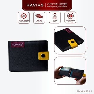 BUTTON HAVIAS ví from ngang nam thời trang vải Oxford chống thấm nước