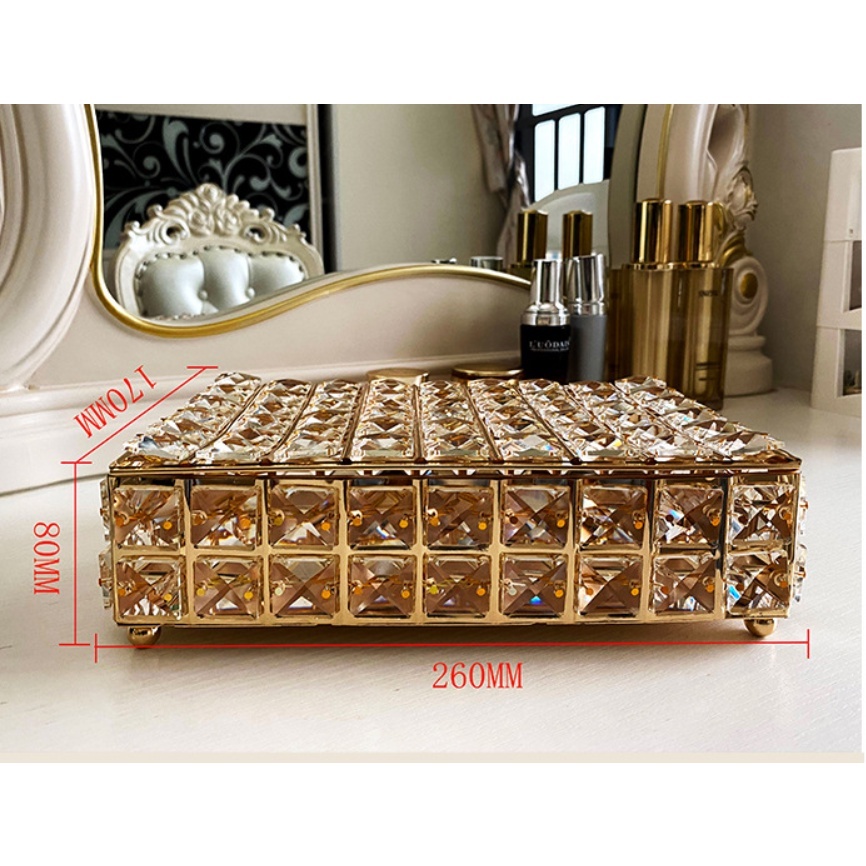 Hộp đựng trang sức đính đá pha lê lấp lánh phong cách Bắc Âu sang trọng hàng có sẵn