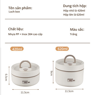 Hộp cơm giữ nhiệt 3 tầng Lunch Box 1500ml hộp đựng cơm inox 304 Fan House tặng bộ đũa thìa