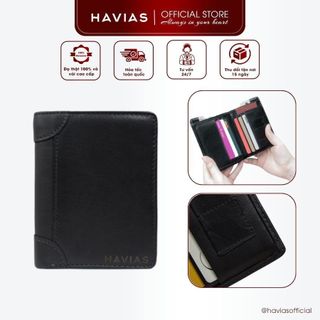 Ví Da HAVIAS Da Bò Nappa thật 100% dáng đứng gập đôi thủ công nhiều màu ví da nam nữ LAFFY
