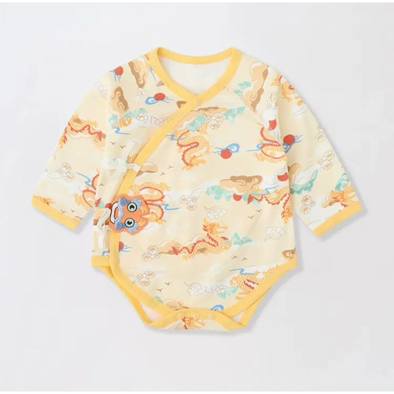 Bộ đồ bé sơ sinh 2món Body họa tiết Rồng thêu + Kèm theo yếm(K kèm mũ và vớ) Hình Thật cuối bài, ib tư vấn size nhé.x