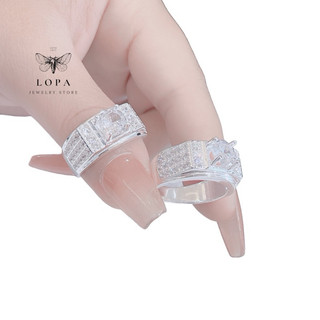 Nhẫn nam bạc ta Lopa , dáng nhẫn nam bản to đính đá lắp lánh lịch lãm Sk48