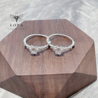Nhẫn nữ bạc ta Lopa, dáng nhẫn hoa viền đá lấp lánh xinh xắn bạc Lopa