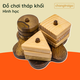 Bộ thả hình khối hình trụ bằng gỗ, đồ chơi Montessori phát triển thông minh Chàng Trai Gỗ