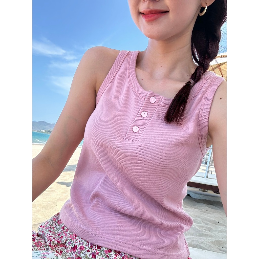 Set Bộ Quần Đùi Áo Ba lỗ thun gân ôm trẻ trung -Sét đồ bộ Chất áo gân ôm có nút, quần đũi mềm mại, đồ bộ mùa hè mát