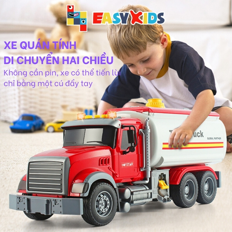 Xe Bồn Đồ Chơi Xe Cho Bé Cỡ Lớn Toystar, Xe Bồn Chở Xăng Chở Nước Có Đèn Nhạc Như Thật