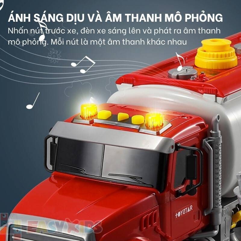 Xe Bồn Đồ Chơi Xe Cho Bé Cỡ Lớn Toystar, Xe Bồn Chở Xăng Chở Nước Có Đèn Nhạc Như Thật