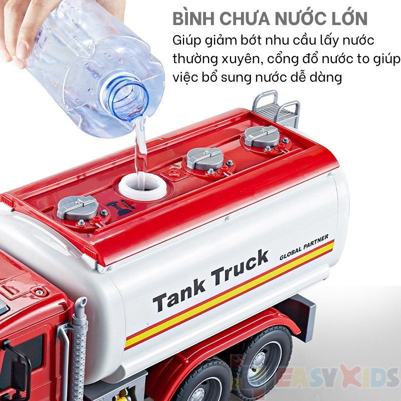 Xe Bồn Đồ Chơi Xe Cho Bé Cỡ Lớn Toystar, Xe Bồn Chở Xăng Chở Nước Có Đèn Nhạc Như Thật