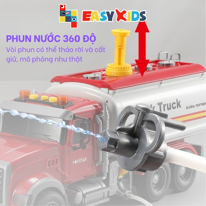Xe Bồn Đồ Chơi Xe Cho Bé Cỡ Lớn Toystar, Xe Bồn Chở Xăng Chở Nước Có Đèn Nhạc Như Thật