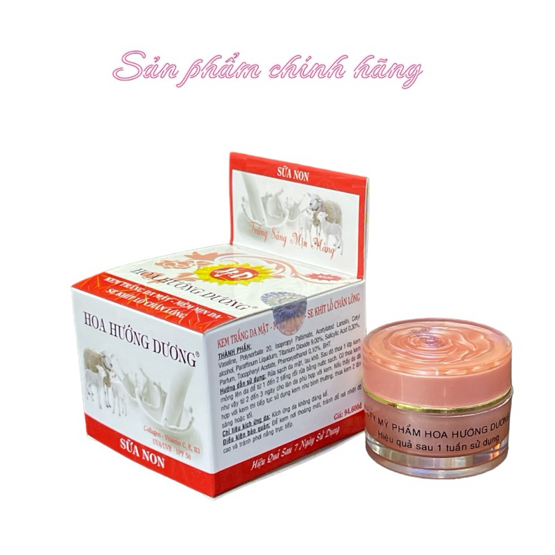Kem Hoa Hướng Dương trắng da mặt mền mịn da se khít lỗ chân lông 12gram