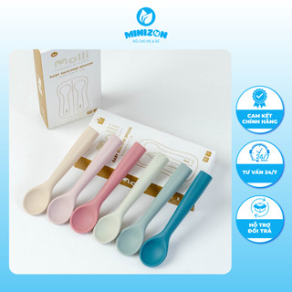 Set 2 thìa silicon kèm hộp Molli cao cấp an toàn cho bé