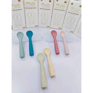 Set 2 thìa silicon kèm hộp Molli cao cấp an toàn cho bé