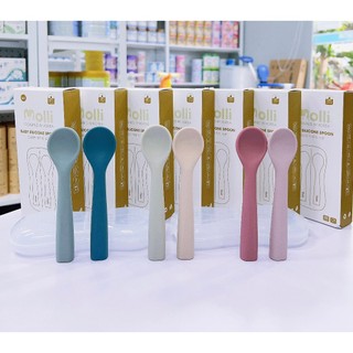 Set 2 thìa silicon kèm hộp Molli cao cấp an toàn cho bé
