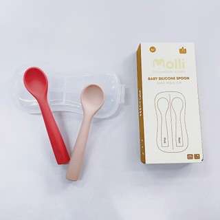Set 2 thìa silicon kèm hộp Molli cao cấp an toàn cho bé