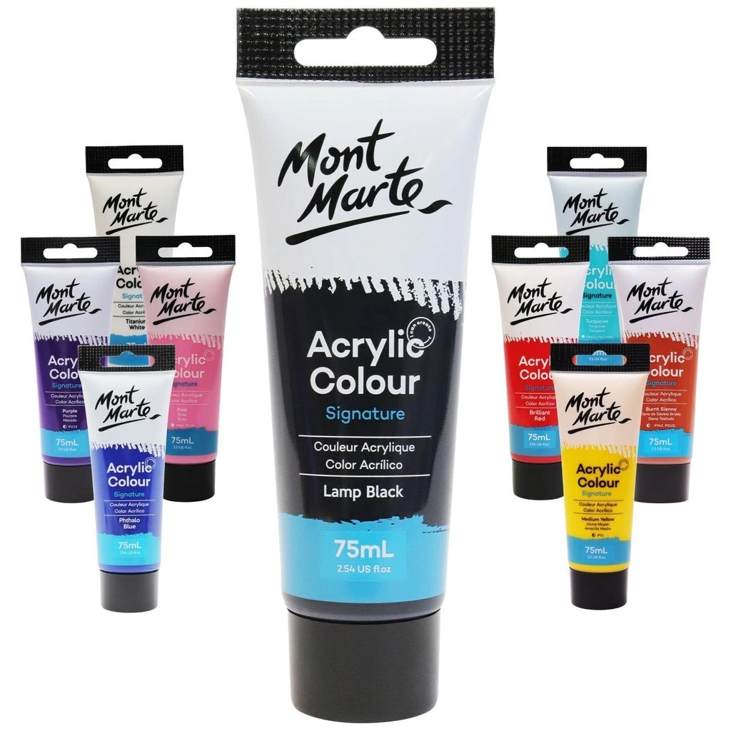 [Hỏa tốc HCM] Tuýp Màu Lẻ Acrylic Signature 75ml Mont Marte Cao Cấp - Vẽ Trên Mọi Chất Liệu Bề Mặt