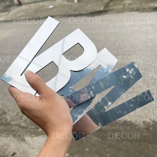 Chữ Alu Bạc Gương 15cm dày 3mm T1 In Hoa trang trí dán tường - biển quảng cáo