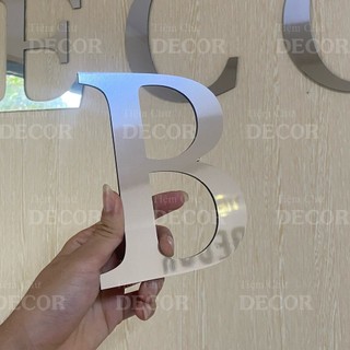 Chữ Alu Bạc Gương 15cm dày 3mm T2 In Hoa trang trí dán tường - biển quảng cáo