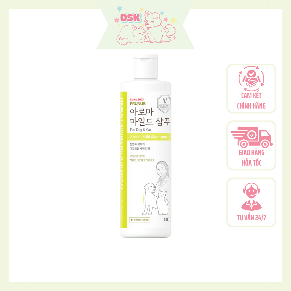 Sữa Tắm Thảo Dược Kháng Khuẩn Cho Thú Cưng Prunus Aroma Mild Shampoo - Chai 500ml