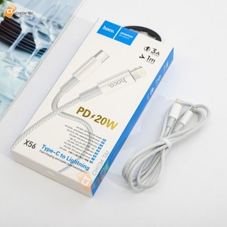 Cáp Sạc Nhanh PD 20W Cho 8/8P/ X/Xs/ 11/12/ 13/14, Cáp Sạc Hoco X56 Đầu Type-C Dây Dù Siêu Nhanh, Siêu Bền [CHÍNH HÃNG]