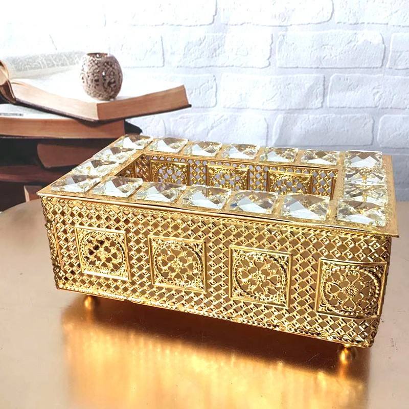 giấy pha lê sắt rèn phong cách Châu Âu hộp giấy vẽ phòng tắm sáng tạo hộp đựng đồ gia dụng hộp đựng đồ ăn tissue hộp
