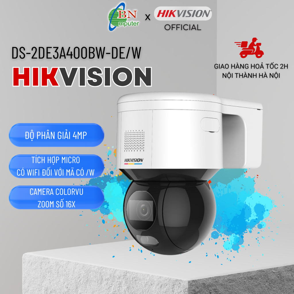 Camera IP Hikvision DS-2DE3A400BW-DE/W 4MP màu ban đêm, có wifi đối với ...