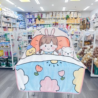 Chăn mền lông tuyết 4 mùa in hình 2 mặt cho bé 100*140cm, chăn mền đi học, văn phòng