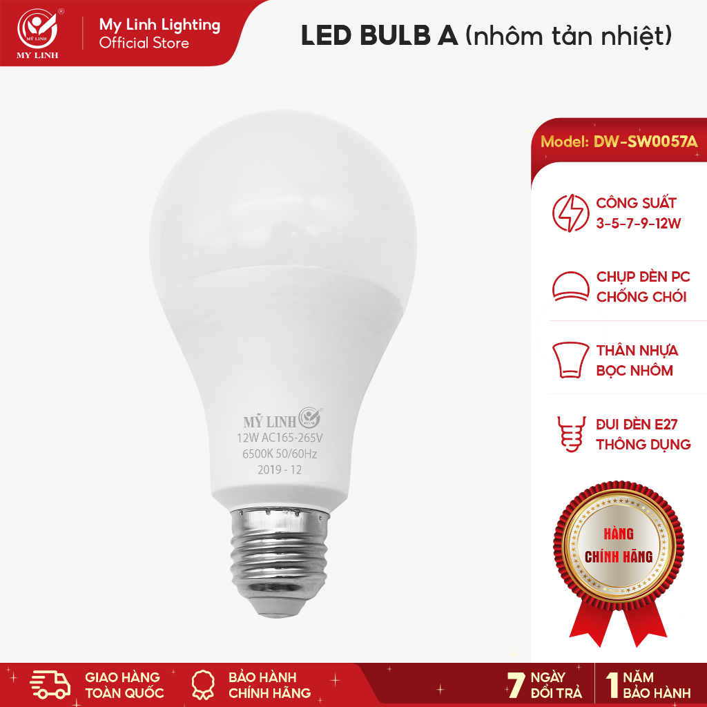 Bóng đèn LED buld công suất 3w,7w,9w,12w A/S 3000K/6500K , kín nước ...